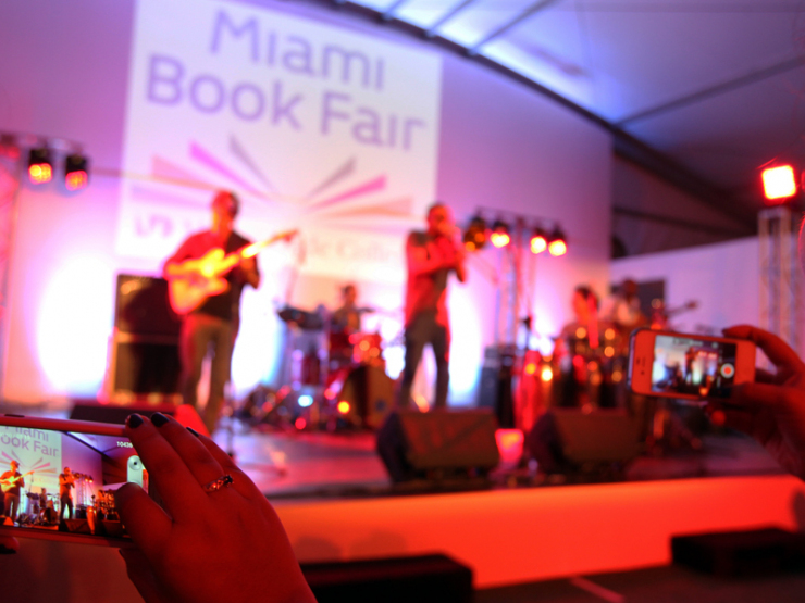 Oriente performing. Held at The Swamp / Porch during the Miami Book Fair 2015 on November 16, 2015