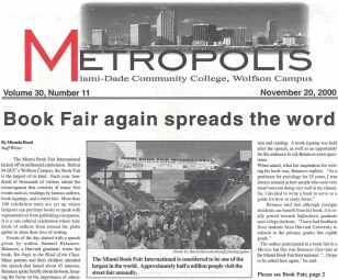 Metropolis Student Newspaper, Miami Dade College, November 2000